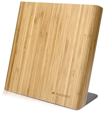 Navaris Messerhalter magnetisch Messerbrett aus Bambus - Magnet Messerblock Holz Magnethalter - Magnet-Messerblock Messer Halterung unbestückt braun