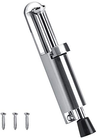 6 Inch Heavy Duty Spring Loaded Step On Door Stopper Door Holder Zinc Alloy Soft Rubber Foot (Silver)