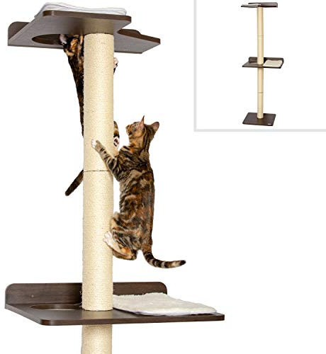 PetFusion Torre en Forma de Árbol para Actividad y Escalada de Gatos Postes de Arañado Elevados & Plataformas con Vetas Modernas, Acabado en Mocha