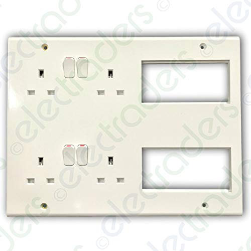 Deta S1985 Multimedia Lounge Plate with 4 x 13A Sockets + 8 Euromodule Spaces