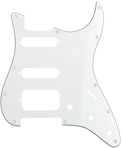 Musiclily Pro 11 Löcher HSS Runde Ecke Schlagbrett 3 lagig Aged White | mit 2 Schrauben Humbucking Pickup Mount, für Fender American/Mexican Strat E-Gitarre