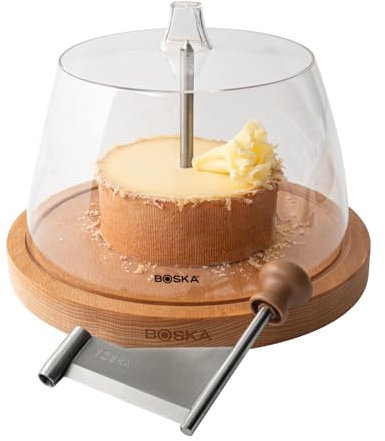 Boska Käseschaber Amigo mit Glocke/einfach zu verwenden/hält Käse langer frisch/Holz/Kunststoff/Braun