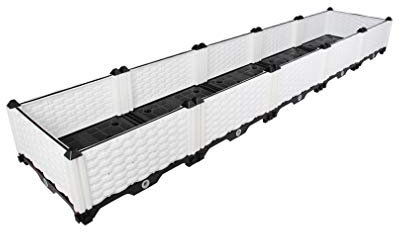 Hershii Rechteckiges Hochbeet aus Kunststoff für den Innen- und Außenbereich, Pflanzkasten für Gemüse, Pflanzen, Kräuter, Blumen und Sukkulenten – Weiß – 199 x 39 x 21 cm