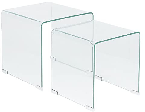 Beliani 2 x Tables Basses d'Appoint en Verre Transparent de Design Minimaliste et Contemporain pour Salon Moderne ou Scandinave
