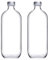 Reusable Glass Water Juice Drinking Bottle W/Silver Lid 1.1L/500ml Set (2X 1.1L)