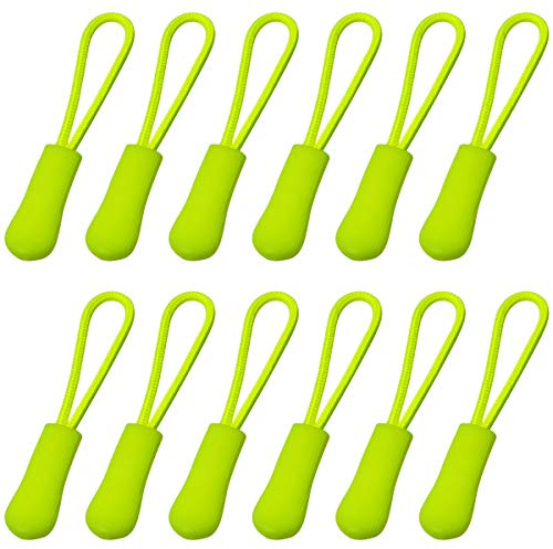20 Pcs Zipper Pulls, Nylon Cord Extension Zipper Tags Cord Pulls | Fit for Backpacks, Luggage, Jackets, Purses, Handbags (Fluorescent green)