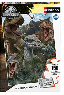 Nathan 4005556861576 150 pièces-Les dinosaures de Jurassic World 3 Park Puzzle für Kinder