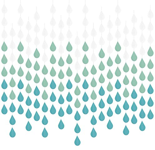 AUEAR, Regentropfen-Girlande, blaues Papier, zum Aufhängen, für Dekoration, 36 Stück