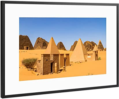 artboxONE Poster mit Rahmen Schwarz (Metallic) 60x40 cm Die Pyramiden von Meroe von Die Welt Tanzt Farben