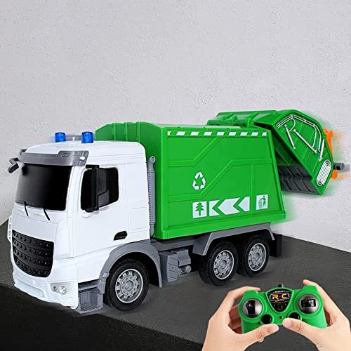 AUNEVN Remote Control Wireless Electric Sanitation Vehicle Garbage Sweeper Toy Rc Trucks 2.4Ghz Engineevehicle Oversized Truck Model Boy/1 Battery Pack