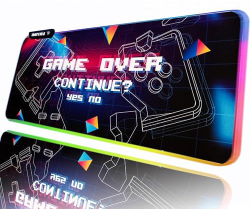 JMIYAV RGB Gaming Mouse Pad PC XL Large Extended Glowing Led Light Up Desk Pad Non-Slip Rubber Base Computer Keyboard and Mouse Pad Cool Cute Mousepad Mat Gaming Over Yes 80 * 30cm