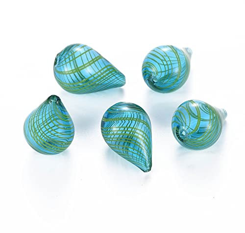Boutigem Lot de 5 perles en verre soufflé transparentes faites à la main en forme de goutte d'eau pour bracelet, collier, boucles d'oreilles pour la fabrication de bijoux et la décoration