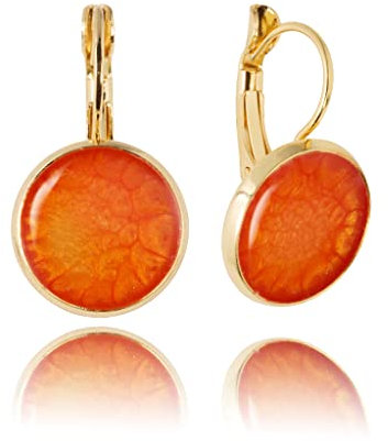 Elegant Klassisch Glanz Klein Runde Leicht Tropfen Ohrringe für Damen (Stil 26 - Gemalte Orange Gold)