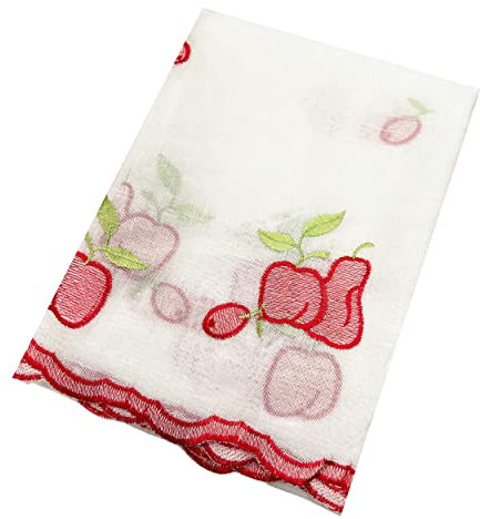 Meishida Cortina Corta Translúcida para Cocina, Visillo Cocina Ventana Blanca Decorativo para Hogar Sala Comedor Balcón y Cocina (Manzana, 150 x 150 cm)