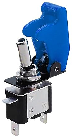 CGEAMDY Auto Kippschalter, Ein/Aus Metall Auto Wippschalter, 2-Pin Rocker Toggle Switch Mit Wasserdicht Schutzkappe, Metall-Kippschalter Zum Auto KFZ LKW Boot (Blau)