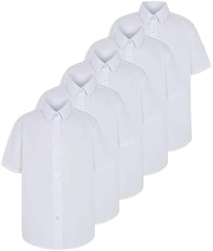 UniMark Pack of 5 Girls Shirt Blouse Top White School Uniform Short Sleeve (15-16 Years)
