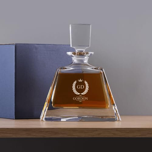 Personalised Decanter - Emgraved Midi Decanter in Wreath Name for Him Her Husband Wife Wedding Birthday