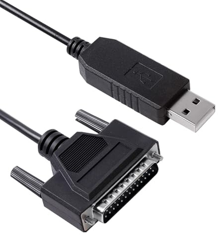 Usangreen Câble de programmation USB pour Fanuc CNC DNC Fanuc série 6, 10, 11, 12, 15, 16, 18, 21, contrôle du flux logiciel CNC-SW-25M, câble USB vers DB25 mâle pour ventilateur, puce FT231XS