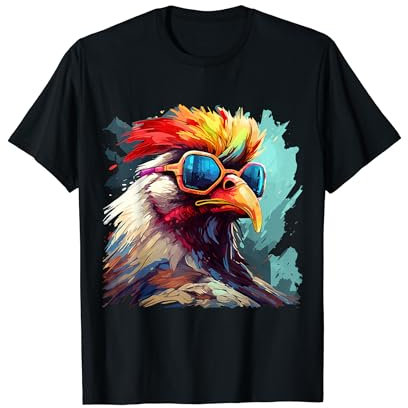 Bauern Cooler Hahn mit Sonnenbrille Landwirt Bauer Hühner T-Shirt