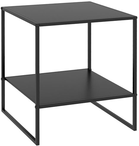 HOMCOM Beistelltisch Couchtisch mit Ablage, Kaffeetisch mit Stahlrahmen, Nachttisch für Wohnzimmer, Schlafzimmer, Schwarz, 40 x 40 x 45 cm