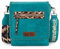 Montana West Crossbody-Tasche für Damen mit zwei Fächern, Western-Cross-Body-Tasche mit Leopardenmuster, Gitarrengurt, Türkis/Ausflug, einfarbig (Getaway Solids)