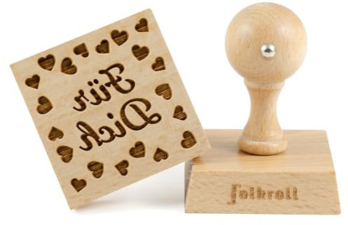 Folkroll Motiv-Keksstempel Für Dich, 55x55 mm, Cookiestempel, Backstempel, Keks, Stempel, Buchenholz, 892745