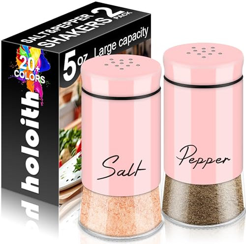 holoith Pink Salt and Pepper Shakers Set,5 oz Kitchen Decor and Accessories Home Essentials Cute Household Items for Mother's Day Housewarming Gift Refillable Design (Pink), HOLOITH20231026