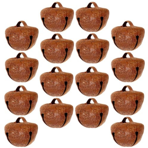 VILLCASE 50 StüCk Vintage Metallglocken FüR Weihnachten - Glocken Weihnachten Weihnachtsglöckchen Rustikale Jingle Bells in Brown FüR Dekoration Und Bastelarbeiten Rostige Glöckchen