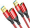 XGMATT USB-Verlängerungskabel (0.5M-2 Stück), Typ A Stecker auf Buchse, USB 3.0 Verlängerungskabel, hohe Datenübertragung, kompatibel mit Webcam, Flash-Laufwerk, Festplatte, USB-Tastatur, Drucker, rot