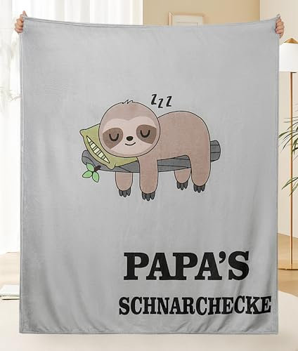 Magicoco Papa Kuscheldecke Geschenk für Papa, Faultier Decke Vatertagsgeschenk für Papa Geburtstagsgeschenk, Papa SCHNARCHECKE Decke Sofadecke 130 x 150 cm