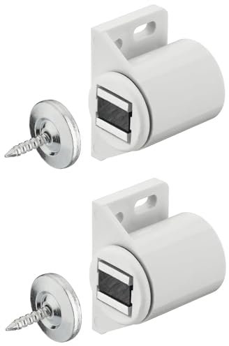 cyclingcolors 2x loqueteau magnétique à aimant rond blanc avec vis contreplaque à visser universel porte placard cuisine salle de bain meuble