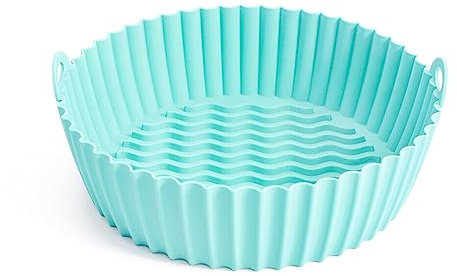 susiodeu Cesta para freidora de Aire, Cocina, Reutilizable, Resistente al Calor, DIY, para Hornear, para sartén, Pollo Frito, Bandeja para Horno de Pizza con asa, Menta Verde