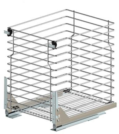 woplus - Schrankauszug Küche mit Bodenscheine Softclose [500mm] | Auszug Küchenschrank - 1 Etage | Unterschrankauszug Chrome | Vollauszug Bodenmontage | Küchenschrank Organizer Ausziehbar