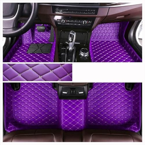 GDDUOYUE Anpassen Auto Fußmatten für 99.9% Stufenheck, Schrägheck, Coupe, Kombi, Cabriolet, Großraumlimousine Allwetter Fussmatten Set,Auto Fußmatten Schutz,Lila