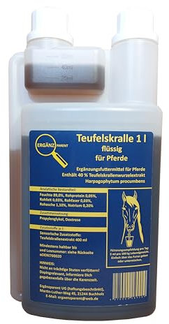 Ergänzparent Teufelskralle flüssig für Pferde und Ponys 1 Ltr. Dosierflasche wertvolles Ergänzungsfuttermittel