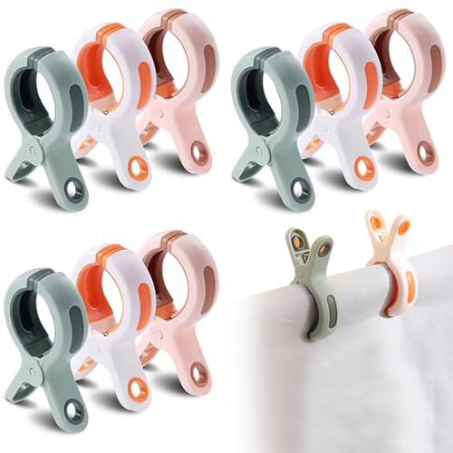 Lot de 9 grandes pinces à linge en plastique pour serviettes de plage, pinces à linge coupe-vent, pinces à linge lumineuses pour transats, chaises de piscine