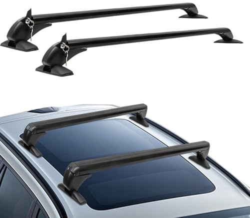 Universal Dachträger,1 Paar Auto Dachträger-Querstangen Aluminium Abschließbar dachgepäckträger mit 2 Schlüssel,75KG Tragfähigkeit Autos Gepäckträger Für 4-Oder 5-Türige Car