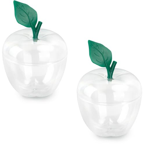 heffiso Large Apple Shaped Candy Jars 5.9x4.3 Inches, Plastic Apple Shaped Candy Jars for Christmas Decoration, Apple Shaped Candy Jars, Apple Bobbing Container Xmas Decor (2 in Clear)