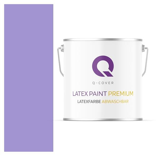 Q-COVER Latexfarbe Abwaschbar 5L (ca.35m2) Violett Farbton Innenfarbe Wandfarbe Deckenfarbe Klasse 2 Mattfarbe Für Allergiker Scheuerfest Geruchlos Frei Von Voc