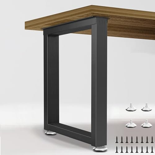 Rioychan Lot de 2 pieds de table en métal robuste avec pieds de protection réglables - 71,1 cm de haut, 45,9 cm de large, pour table de salle à manger, table basse (forme rectangulaire) - Noir