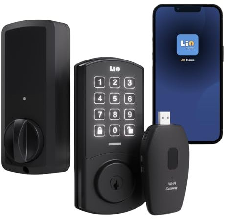 LIO HOME Cerradura inteligente WiFi, cerradura de puerta de entrada sin llave con control remoto de aplicación, compatible con Alexa, bloqueo automático, fácil de instalar para puerta delantera y