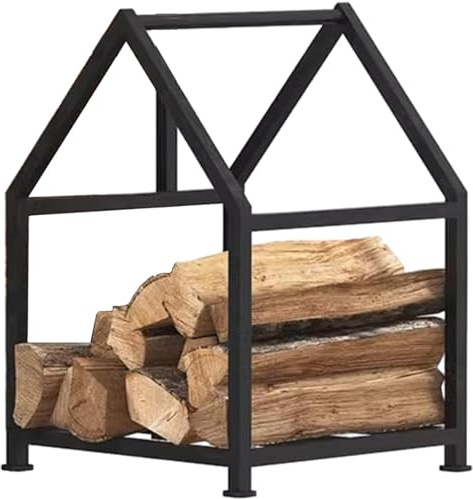 OLSKFUH Tragbarer, kreativer Brennholzständer in Hausform, schmiedeeiserner Holzständer für Brennholz/Holzscheite/Bauholz/Anzündholz, Höhe 90 cm (Höhe 50 cm)