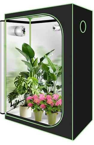 Vigevee Grow Tent - Tenda per coltivazione in ambienti interni, 120 x 60 x 180 cm, resistente alla luce e impermeabile, con finestra di osservazione, per coltivazione in ambienti interni