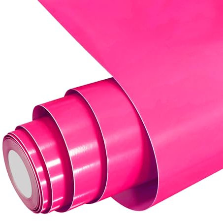forbell Permanentes Vinylfolie, 30,5 cm x 5 m Selbstklebende Plotterfolie Vinyl (Glänzend Neon Pink, 30,5cm × 5m)
