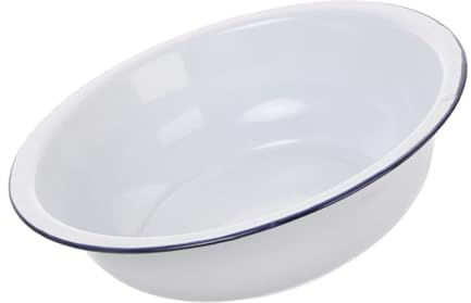 Angoily Palanganeros para Mezclar y Lavar Verduras Antiguos de Esmalte Blanco Gran Capacidad Cuenco Vintage Esmaltado Cocina