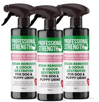 Professional Strength Dog & Puppy Urine Stain Remover & Odour Destroyer 500 ml (Pack of 3) – Enzymatic Pet Cleaner – Safe For Carpets, Upholstery And Floors