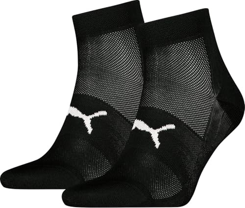 Damen und Herren Unisex Socken Sport Light Quarter von Puma in Schwarz, Feuchtigkeitsregulierend. schwarz Gr. 39/42