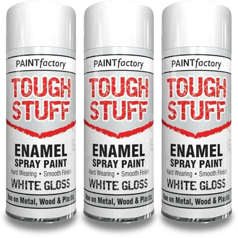 AOC24 - All Purpose 400ml White Gloss Spray Paint - Tough Stuff Enamel Paint Hard Wearing - Use On Wood Metal Plastic Smooth Finish Aerosol Paint - Suitable for Indoor and Outdoor Gloss Spray Can (3)