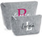 Set aus 2 Kosmetiktaschen mit Namen | Schminktasche Filz personalisiert | Geschenk für Frauen & Mädchen | 2er Set (Grau, Set)