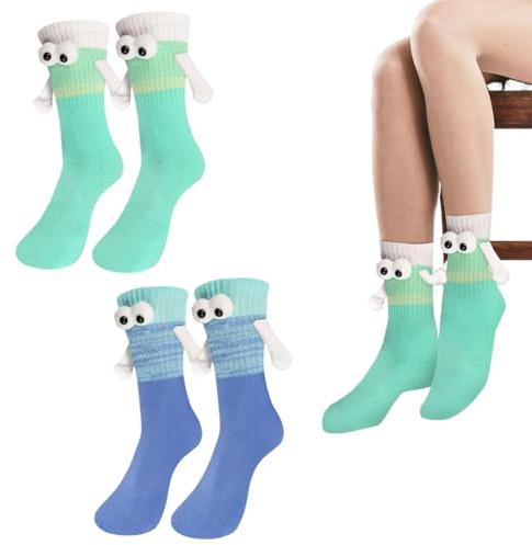 PYEUIFT 2 Stück Lustige Magnetische Socken mit Händen Hand in Hand Socken Freundschaftssocken Magnet Socken Kleine Geschenke für Frauen Männer Freundin Freunde Partner Paare Kinder（1）